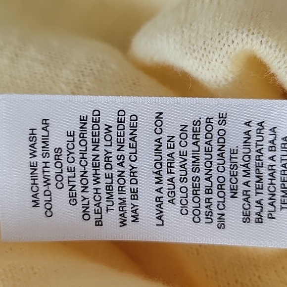 Chico's Yellow White Vneck Lightweight Burnout Sweater Size Small/4 - Picture 6 of 6